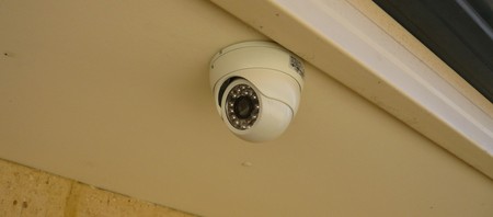 A picture of the CCTV camera reattached to the eave